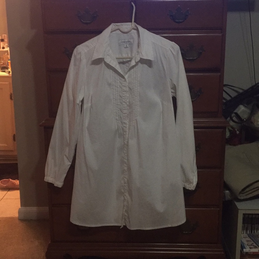 Maternity white button up.